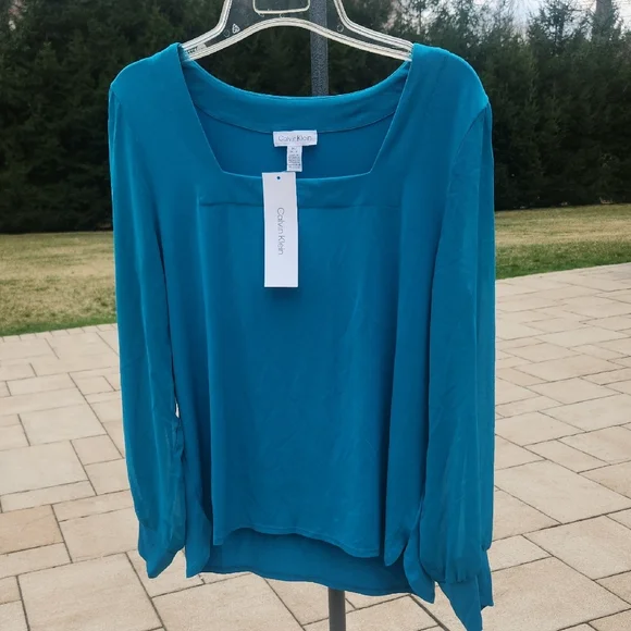 Calvin Klein Teal Blouse - Picture 15 of 16